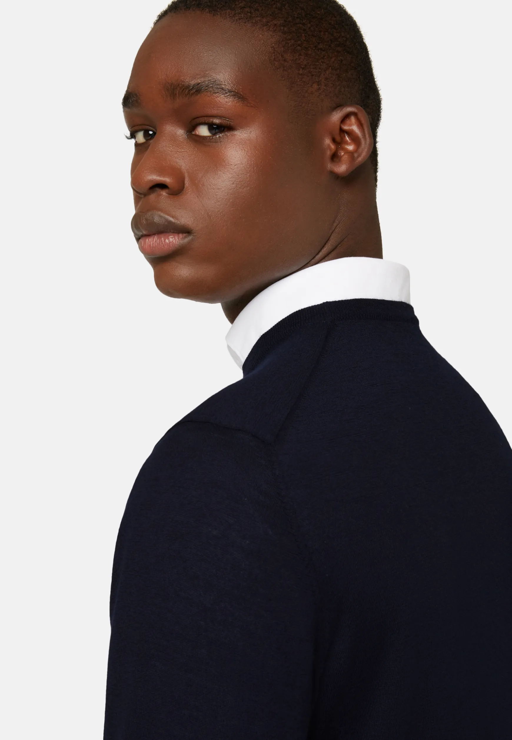 Navy Super Fine Cashmere Crew Neck Jumper|Boggi Milano Discount