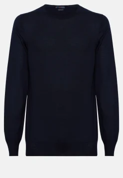 Navy Super Fine Cashmere Crew Neck Jumper|Boggi Milano Discount