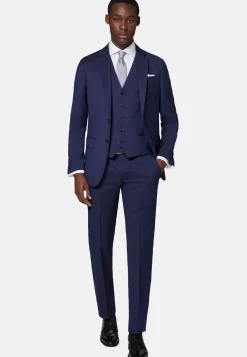 Navy Textured Wool Suit|Boggi Milano Cheap