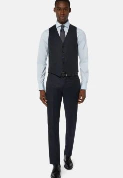 Navy Wool Twill Waistcoat|Boggi Milano Discount