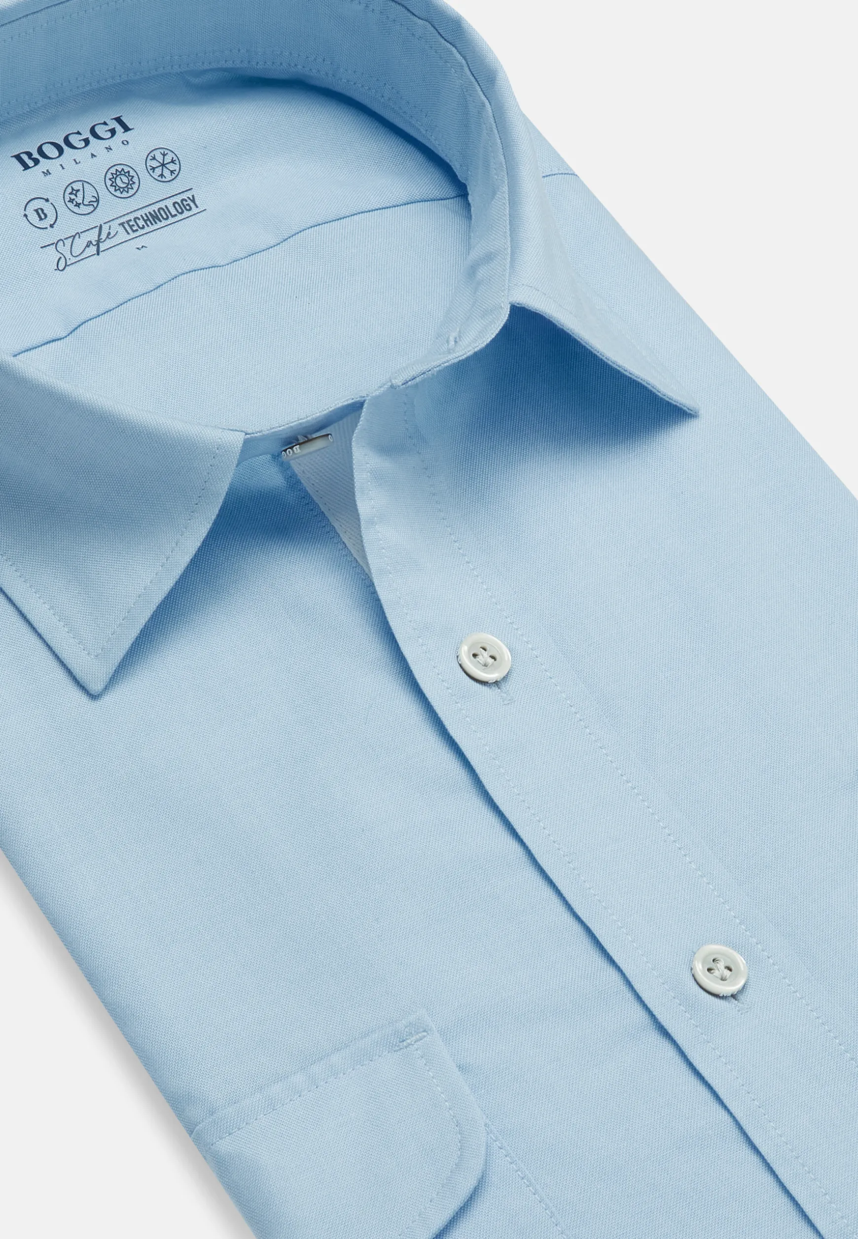 Regular Fit High-Performance Sky Blue Oxford Shirt|Boggi Milano Online