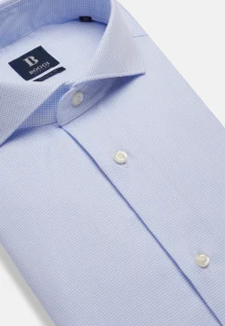 Regular Fit Sky Blue Checked Cotton Shirt|Boggi Milano Online