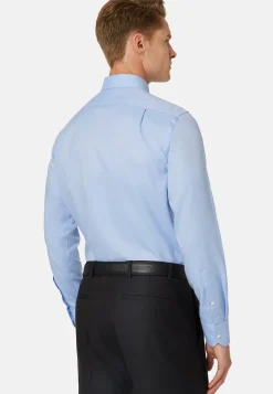 Regular Fit Sky Blue Cotton Dobby Shirt|Boggi Milano Store