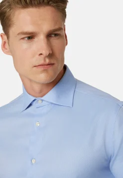 Regular Fit Sky Blue Cotton Dobby Shirt|Boggi Milano Store