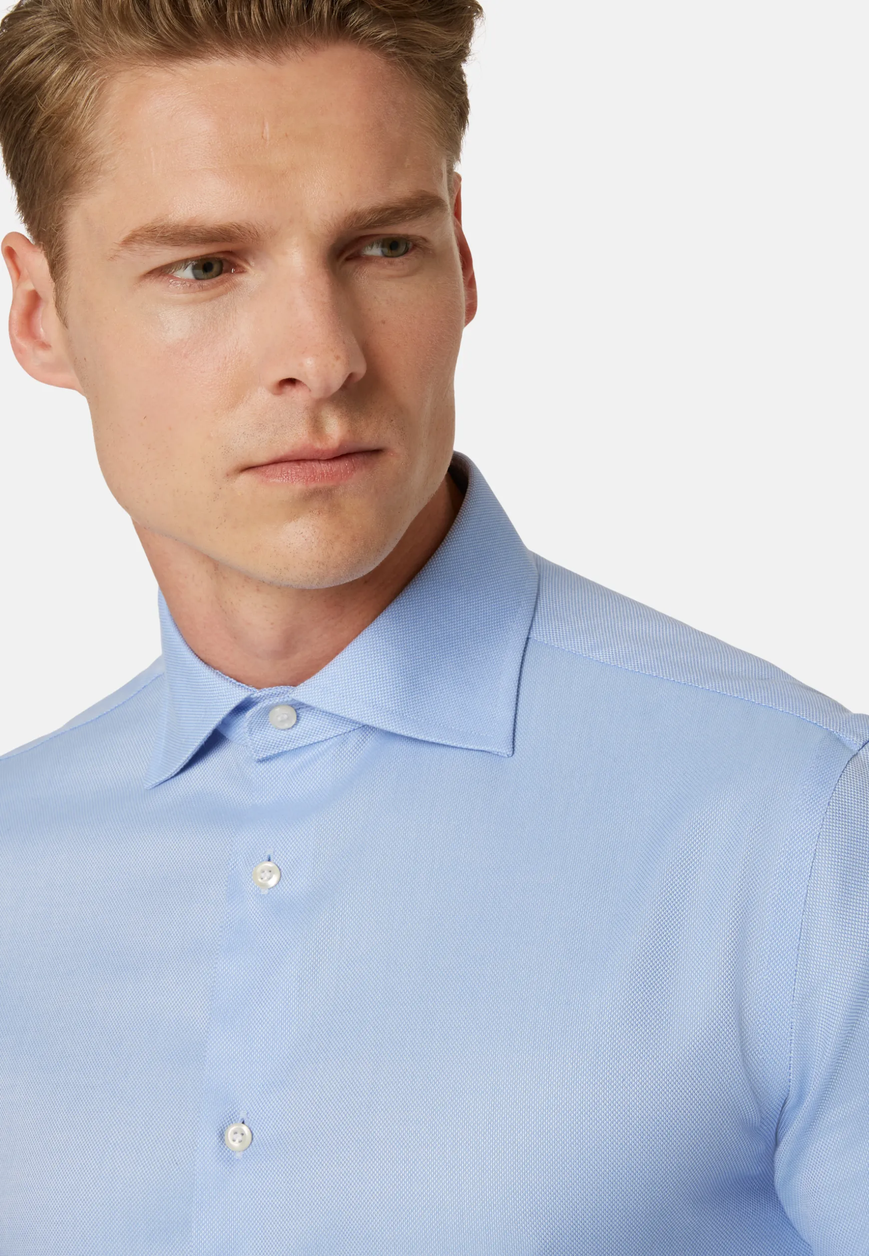 Regular Fit Sky Blue Cotton Dobby Shirt|Boggi Milano Store