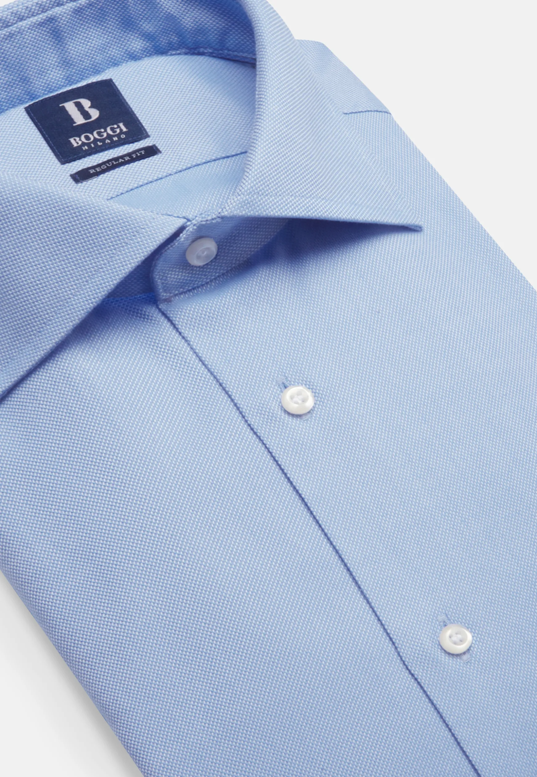 Regular Fit Sky Blue Cotton Dobby Shirt|Boggi Milano Store