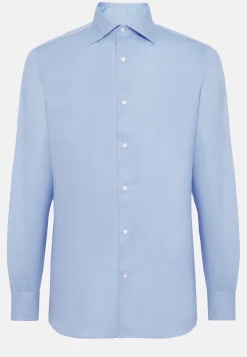 Regular Fit Sky Blue Cotton Dobby Shirt|Boggi Milano Store