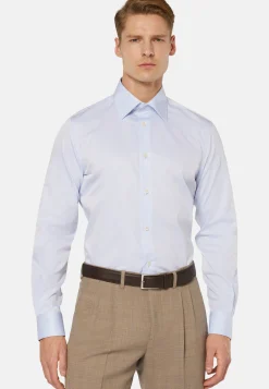 Regular Fit Sky Blue Cotton Twill Shirt|Boggi Milano Store