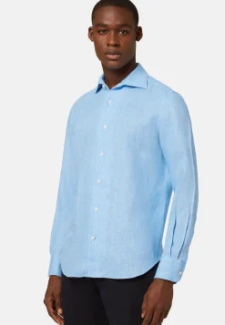 Regular Fit Sky Blue Linen Shirt|Boggi Milano New