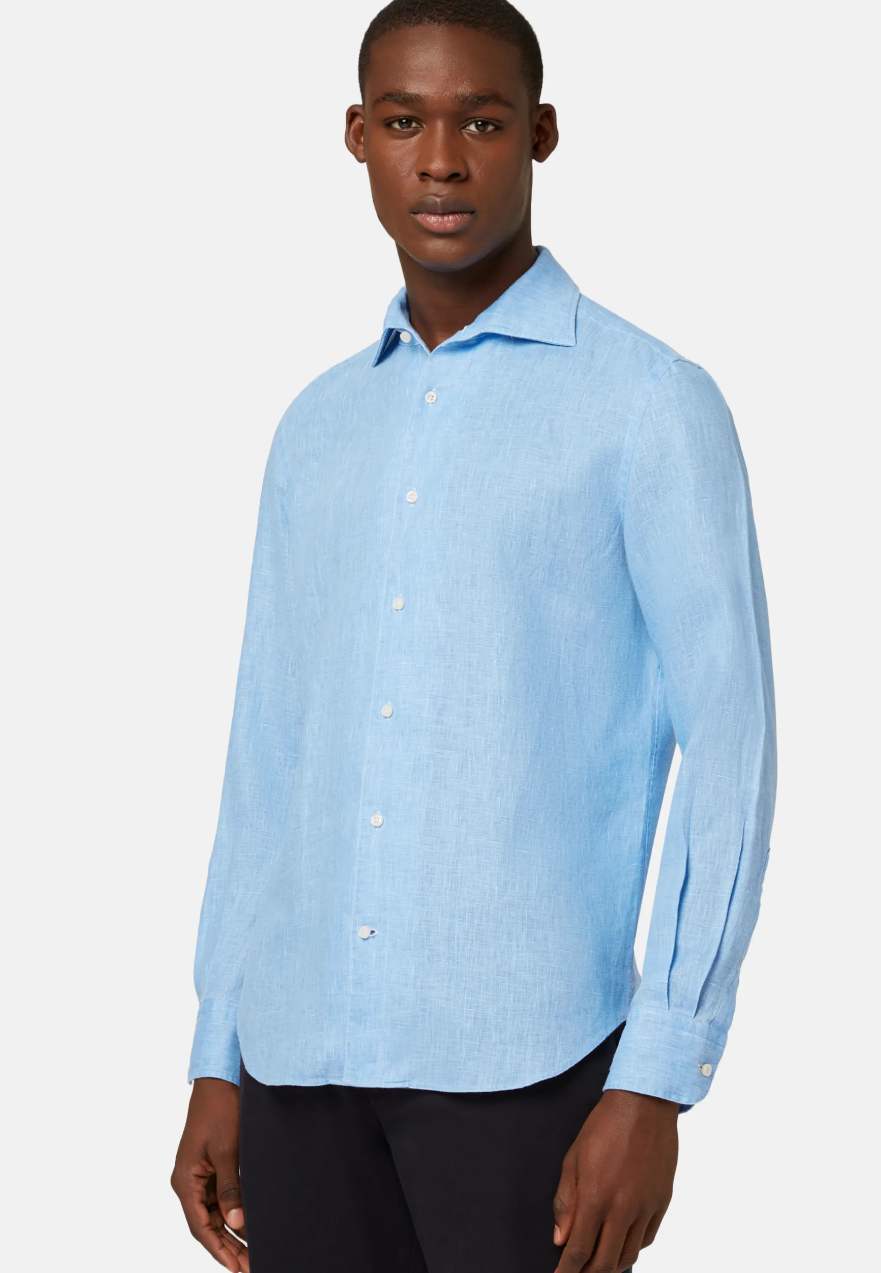 Regular Fit Sky Blue Linen Shirt|Boggi Milano New