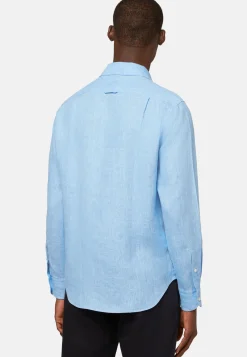 Regular Fit Sky Blue Linen Shirt|Boggi Milano New