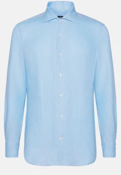 Regular Fit Sky Blue Linen Shirt|Boggi Milano New