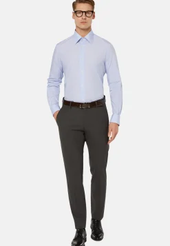 Regular Fit Sky Blue Striped Cotton Shirt|Boggi Milano Online