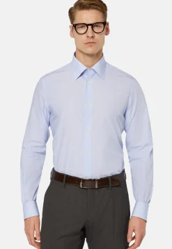 Regular Fit Sky Blue Striped Cotton Shirt|Boggi Milano Online