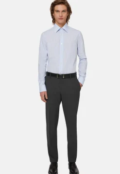 Regular Fit Sky Blue Striped Cotton Shirt|Boggi Milano Cheap