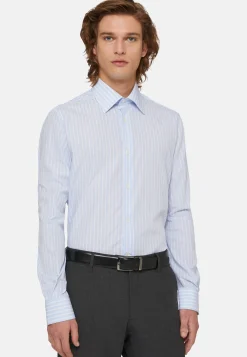Regular Fit Sky Blue Striped Cotton Shirt|Boggi Milano Cheap