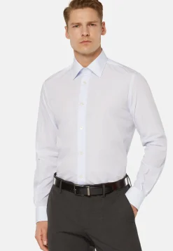 Regular Fit Sky Blue Striped Cotton Shirt|Boggi Milano Store