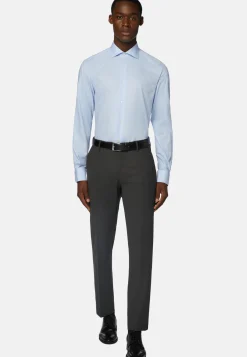 Sky Blue Cotton Dobby Shirt Slim Fit|Boggi Milano Online