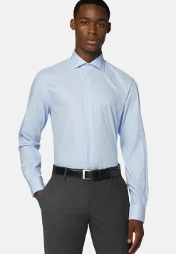 Sky Blue Cotton Dobby Shirt Slim Fit|Boggi Milano Online