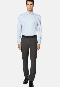 Sky Blue Cotton Dobby Shirt, Regular Fit|Boggi Milano Sale