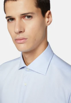 Sky Blue Cotton Dobby Shirt, Regular Fit|Boggi Milano Sale