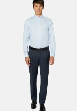 Sky Blue Cotton Dobby Shirt Slim Fit|Boggi Milano Cheap