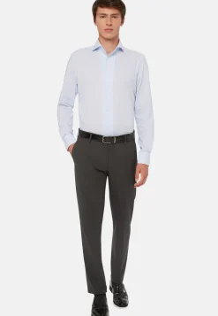 Sky Blue Cotton Dobby Shirt Regular Fit|Boggi Milano Best