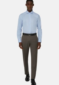 Sky Blue Cotton Glencheck Shirt Regular Fit|Boggi Milano Sale