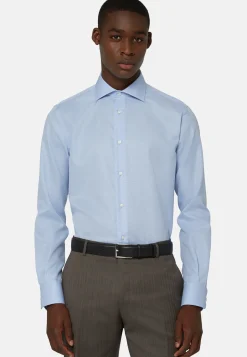 Sky Blue Cotton Glencheck Shirt Regular Fit|Boggi Milano Sale