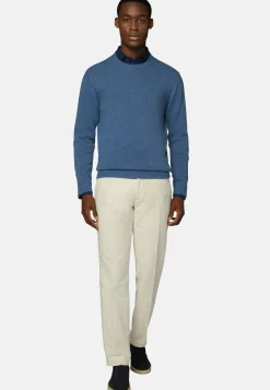 Sky Blue Crew Neck Jumper In a Cashmere Blend|Boggi Milano New