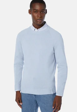 Sky Blue Crew Neck Jumper In a Cashmere Blend|Boggi Milano New