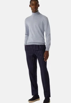 Sky Blue Merino Wool Polo Neck Jumper|Boggi Milano Fashion