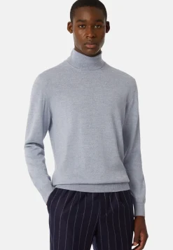 Sky Blue Merino Wool Polo Neck Jumper|Boggi Milano Fashion