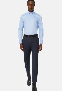 Slim Fit Sky Blue Cotton Twill Shirt|Boggi Milano Hot