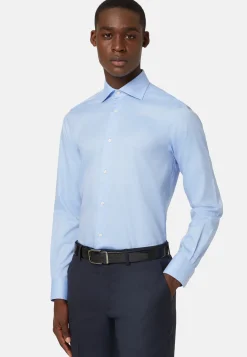 Slim Fit Sky Blue Cotton Twill Shirt|Boggi Milano Hot
