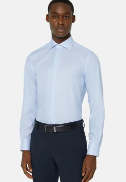 Slim Fit Sky Blue Dobby Cotton Shirt|Boggi Milano Online