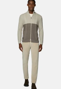 Two-Tone And Dove Grey Full&ndash;Zip Jumper in Merino Wool|Boggi Milano Hot