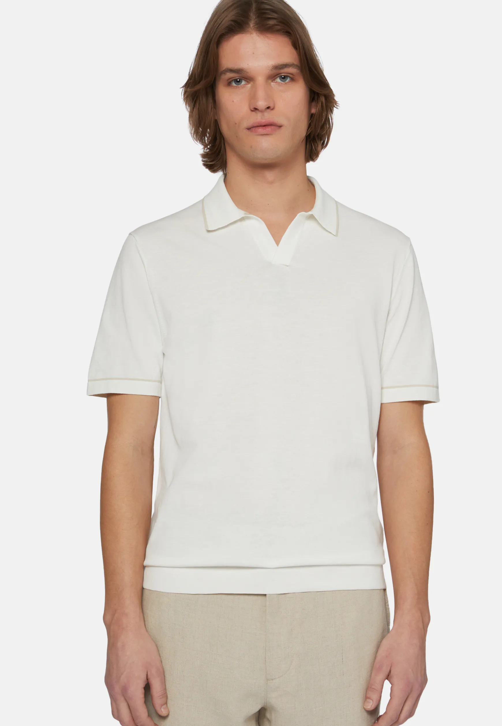 Cotton Crepe Knit Polo Shirt|Boggi Milano Clearance