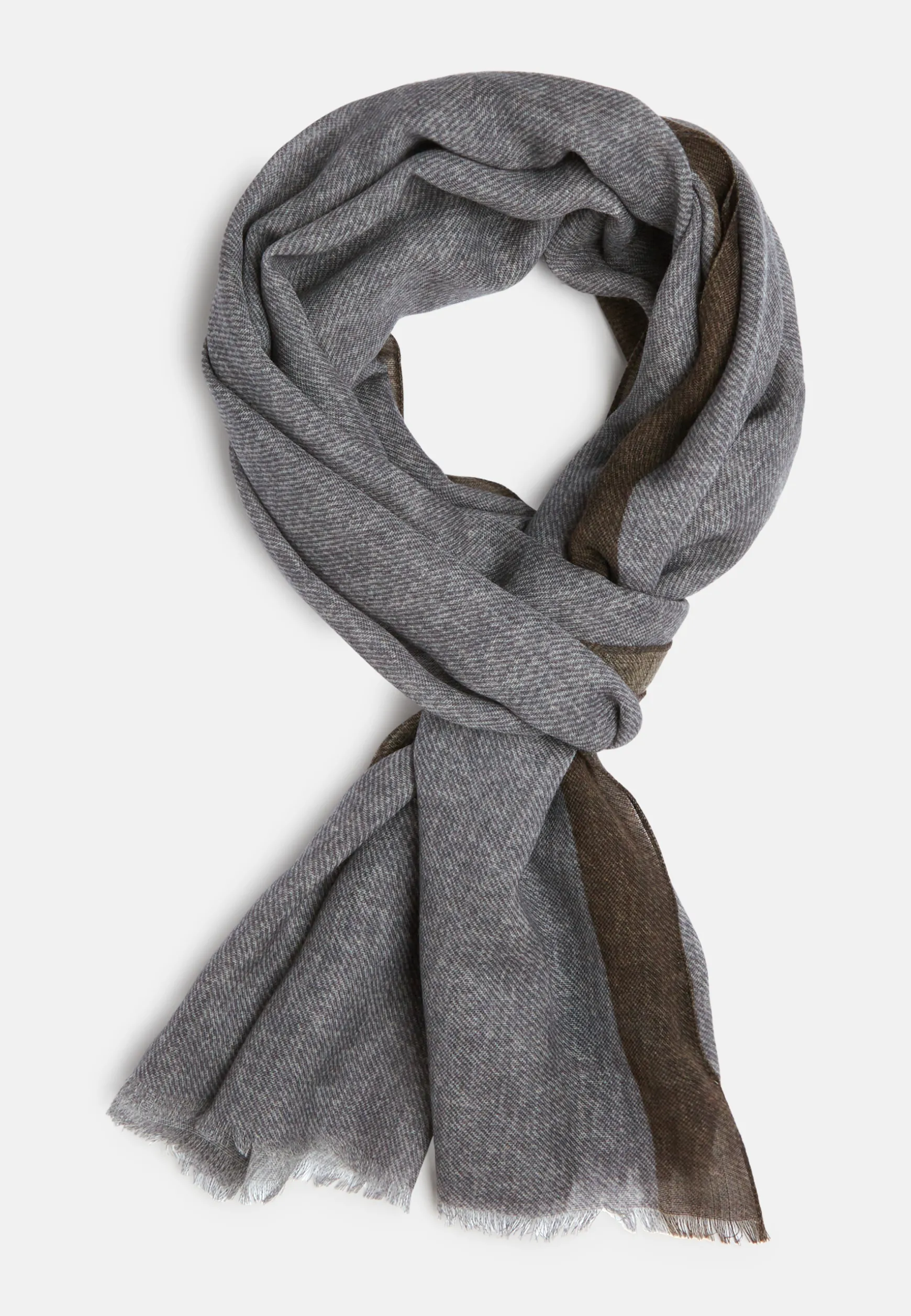 Wool Scarf with Printed Contrasting Patterned Edges|Boggi Milano Best Sale